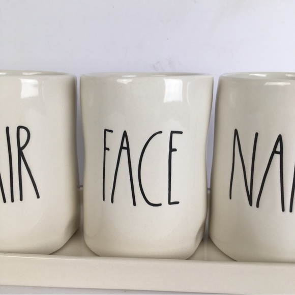 Rae Dunn Artisan Collection by Magenta Hair Face Nails Ceramic Set with Tray - Picture 3 of 12